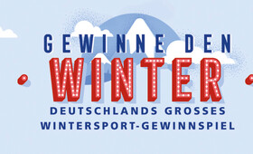 Gewinnspiel Intersport Anzeige Gewinne den Winter mit blau-roter Schrift