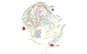 Eine grafische Darstellung des Klettersteiges Kälbersee in der Silvretta Montafon