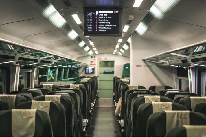Der ÖBB Railjet von innen in der Silvretta Montafon  | © Silvretta Montafon 