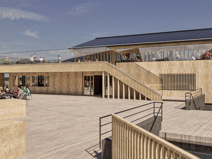 Ein Rendering von dem neuen Kapellrestaurant in der Silvretta Montafon | © Silvretta Montafon - Alpstein Architekten