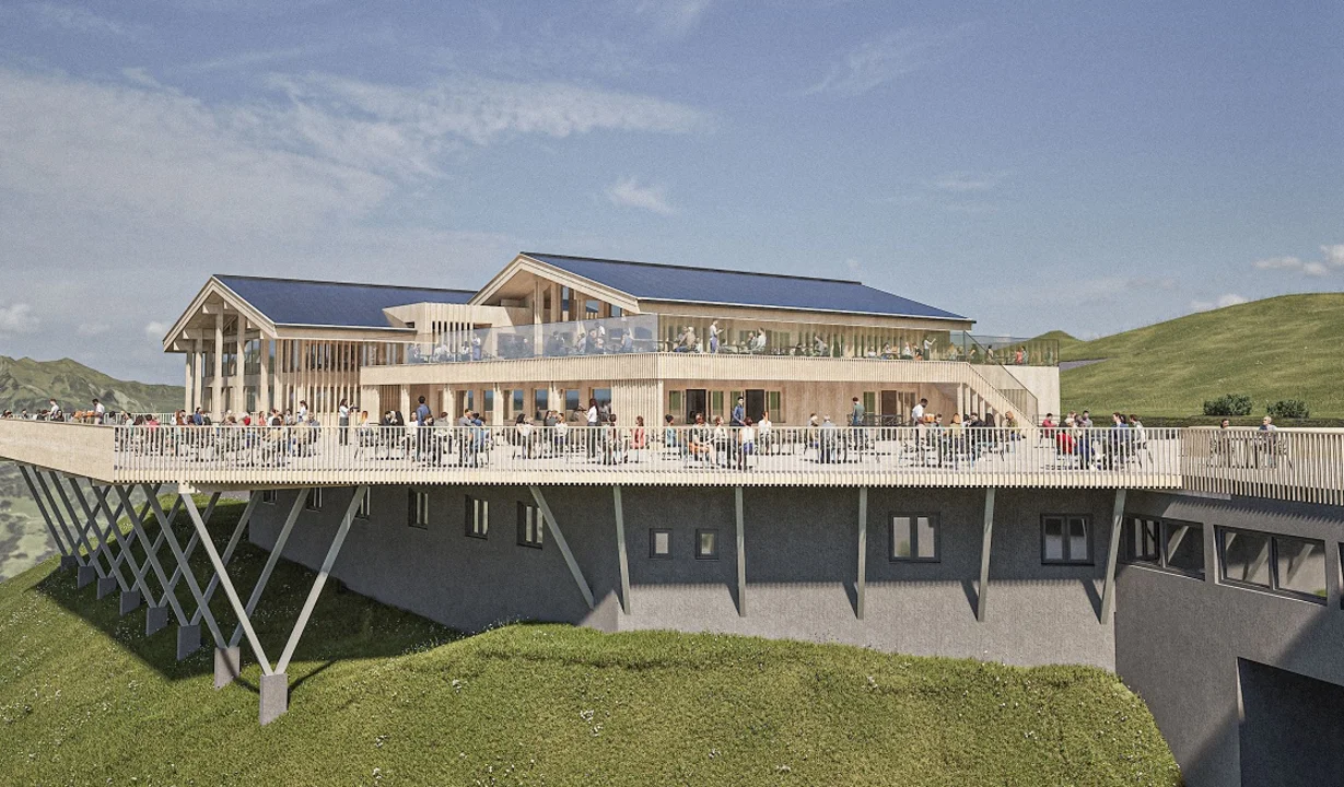 Kapellrestaurant 2.0 - Silvretta Montafon | © Silvretta Montafon - Alpstein Architekten Ein Rendering vom neuen Kapellrestaurant am Hochjoch in der Silvretta Montafon | © Silvretta Montafon - Alpstein Architekten
