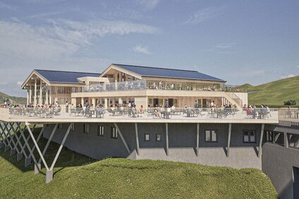 Ein Rendering vom neuen Kapellrestaurant am Hochjoch in der Silvretta Montafon | © Silvretta Montafon - Alpstein Architekten