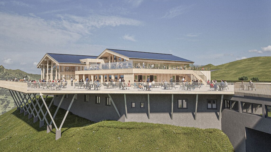 Ein Rendering vom neuen Kapellrestaurant am Hochjoch in der Silvretta Montafon | © Silvretta Montafon - Alpstein Architekten