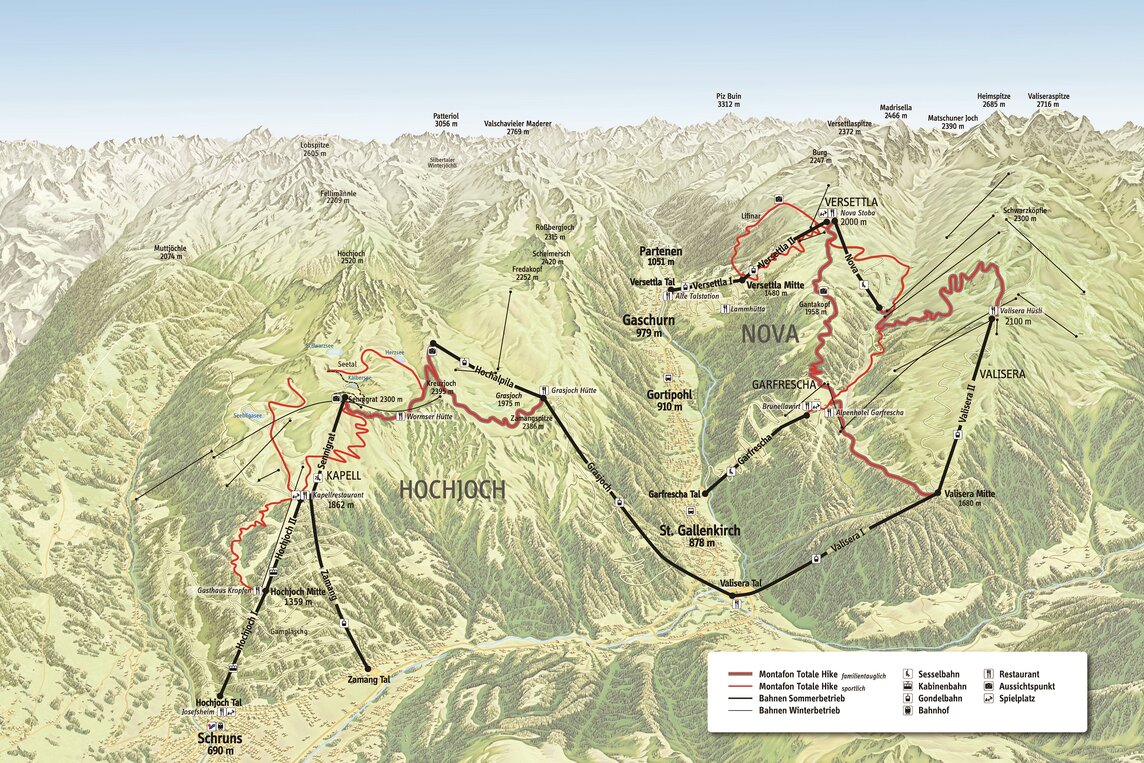 Karte von dem Montafon Totale Trail in der Silvretta Montafon | © Silvretta Montafon 